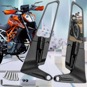 Motorcycle Bike Mirrors Set Adjustable Rotating Rear View Mirror Stealth Wind Wing Side For All Bikes (York nut Fitting 8mm, 10mm)