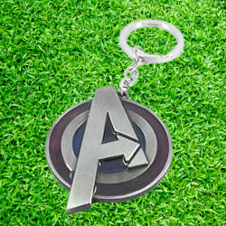 Avengers Logo Metal KeychainKeyring Friendship Valentine Day, Birthday Gift (Grey)