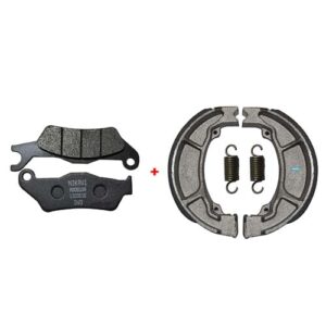 Front & Rear (Combo) Brake Pad + Brake Shoe Set Compatible for Honda Unicorn