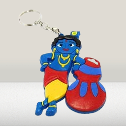Single Sided Krishna Rubber Keychain (Multicolour)