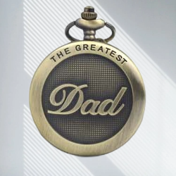 The Greatest Dad Vintage Pocket Watch Keychain – Antique Brass Gift for Father, Functional Quartz Timepiece for Dads – Perfect for Father’s Day, Birthday, or Retirement (Greatest Dad)