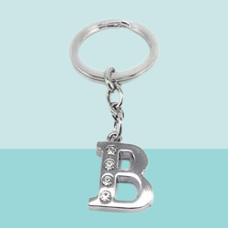 Alphabet Letter B Metal Keychain (Silver)
