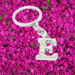 Alphabet Letter E Metal Keychain (Silver)