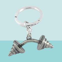 Dumbbell Metal Keychain (Silver)