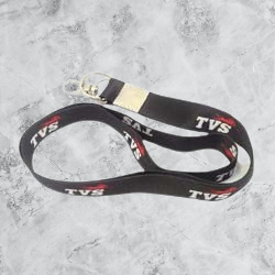 Tvs Lanyard Id Card Holder Hook Fabric Keychain (Black)