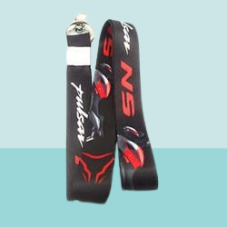 Pulsar Ns Lanyard Fabric Id Card Holder Keychain (Black)