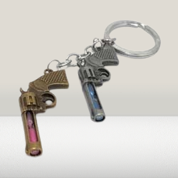 and Timer Pistol Metal Keychain (GreyBronze)