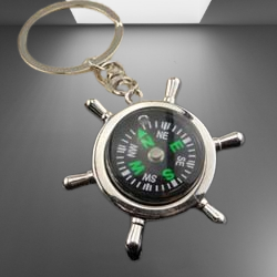 Compass Keychain with Ship Wheel Design – Mini Metal Key Ring for Men & Women, Nautical Style Travel Accessory, Portable Directional Compass for Hiking 1 Qty