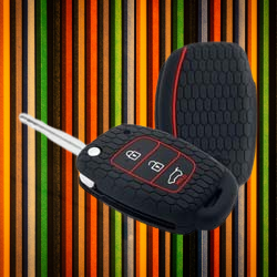 Silicone Key Cover for Hyundai Grand i10 Nios with flip Key (Black)