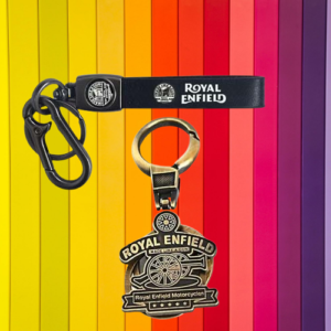 Royal Enfield With The Keychain Quality Metal And Leather Combo (Pack Of 2) Key Chain Carabiner Key Rings Metal, Black
