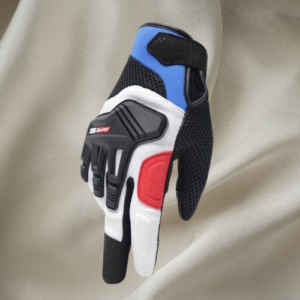 Racing Riding Gloves for Men-Mesh for Ventilation, TPR Protection for Knuckles,Touch Screen Compatible, & Visor Wiper Fingertips-Premium Bike Gloves for Riding Comfort (Blue White-M)