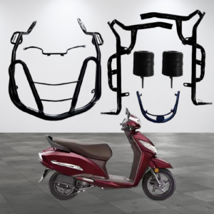 Activa 125 Crash Guard with FIX FOOTREST and Frame Slider LAGGUARD Front and Rear Crash Guard Suitable for Activa 125, BS4, BS6 Scooter (Full Set)