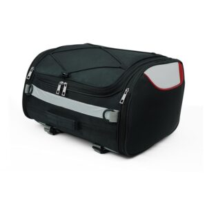 Polyester Motorcycle Tail Bag – Bike Seat Luggage Storage Saddle Bag with Rain Cover – 30L, Black