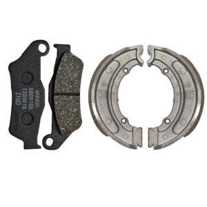 Front & Rear (Combo) Brake Pad + Brake Shoe Set Compatible for Bullet
